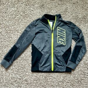 Nike Boys' Full Zip Gray & Black Jacket I Neon Green Zipper I Size 4T